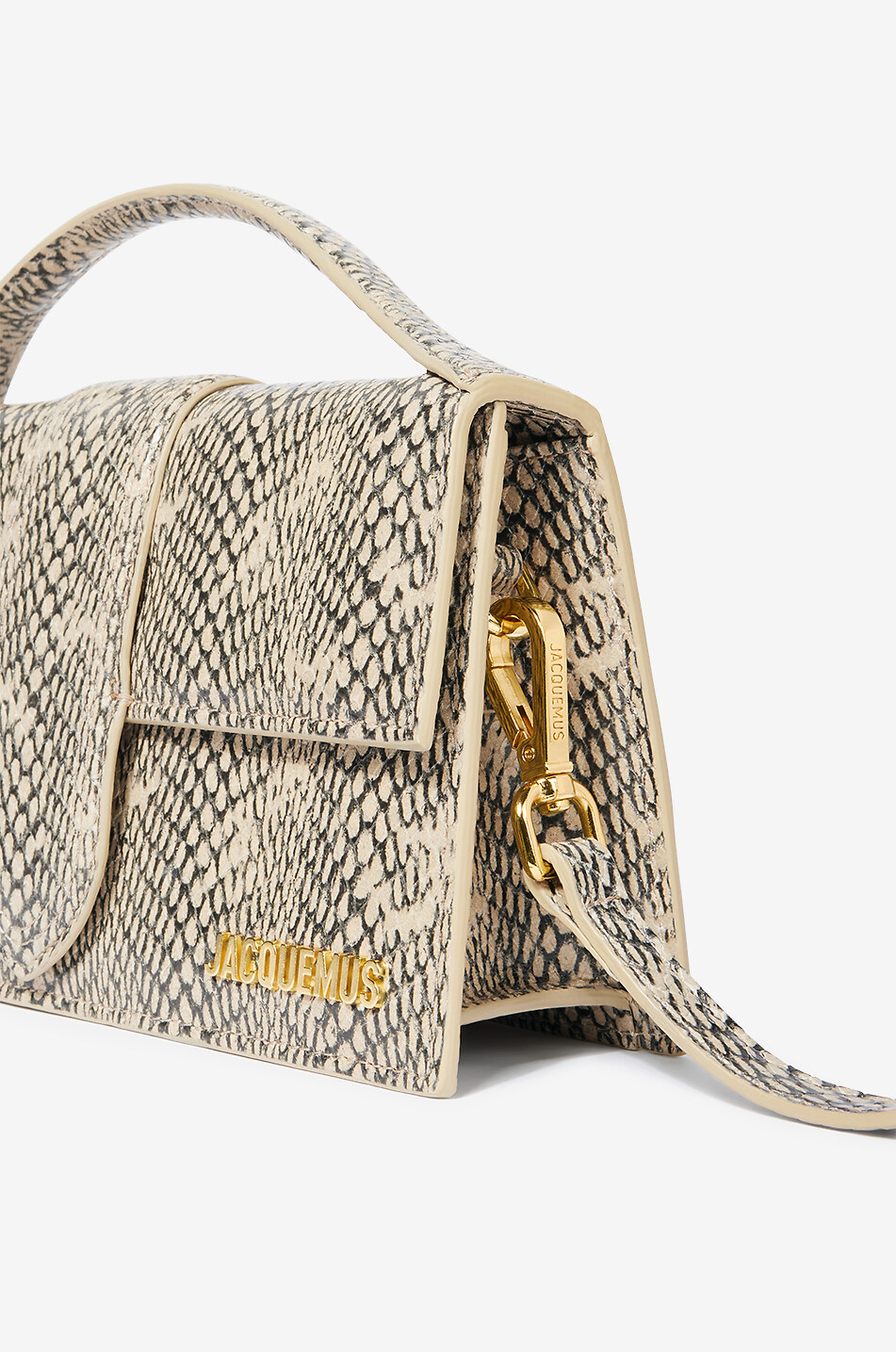 JACQUEMUS Le Grand Bambino snake-embossed leather handbag Women BEIGE 4