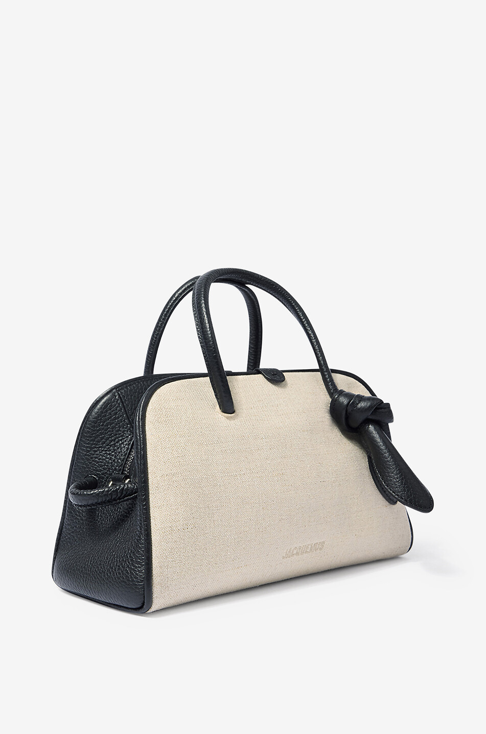 JACQUEMUS Le Petit Turismo canvas and grained leather handbag Women EGGSHELL 2