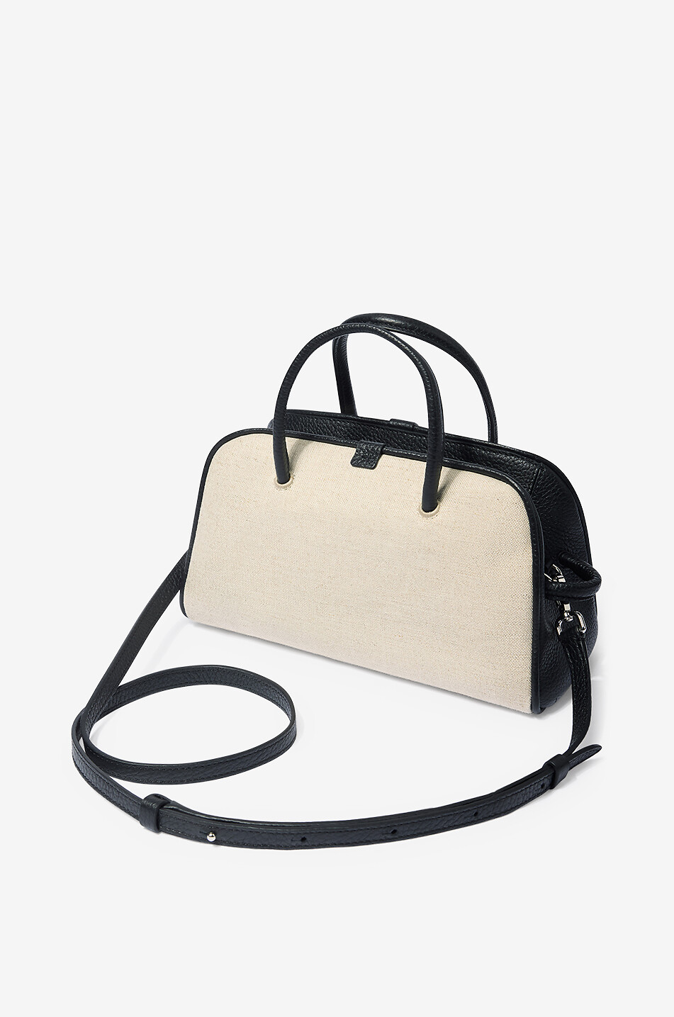 JACQUEMUS Le Petit Turismo canvas and grained leather handbag Women EGGSHELL 3