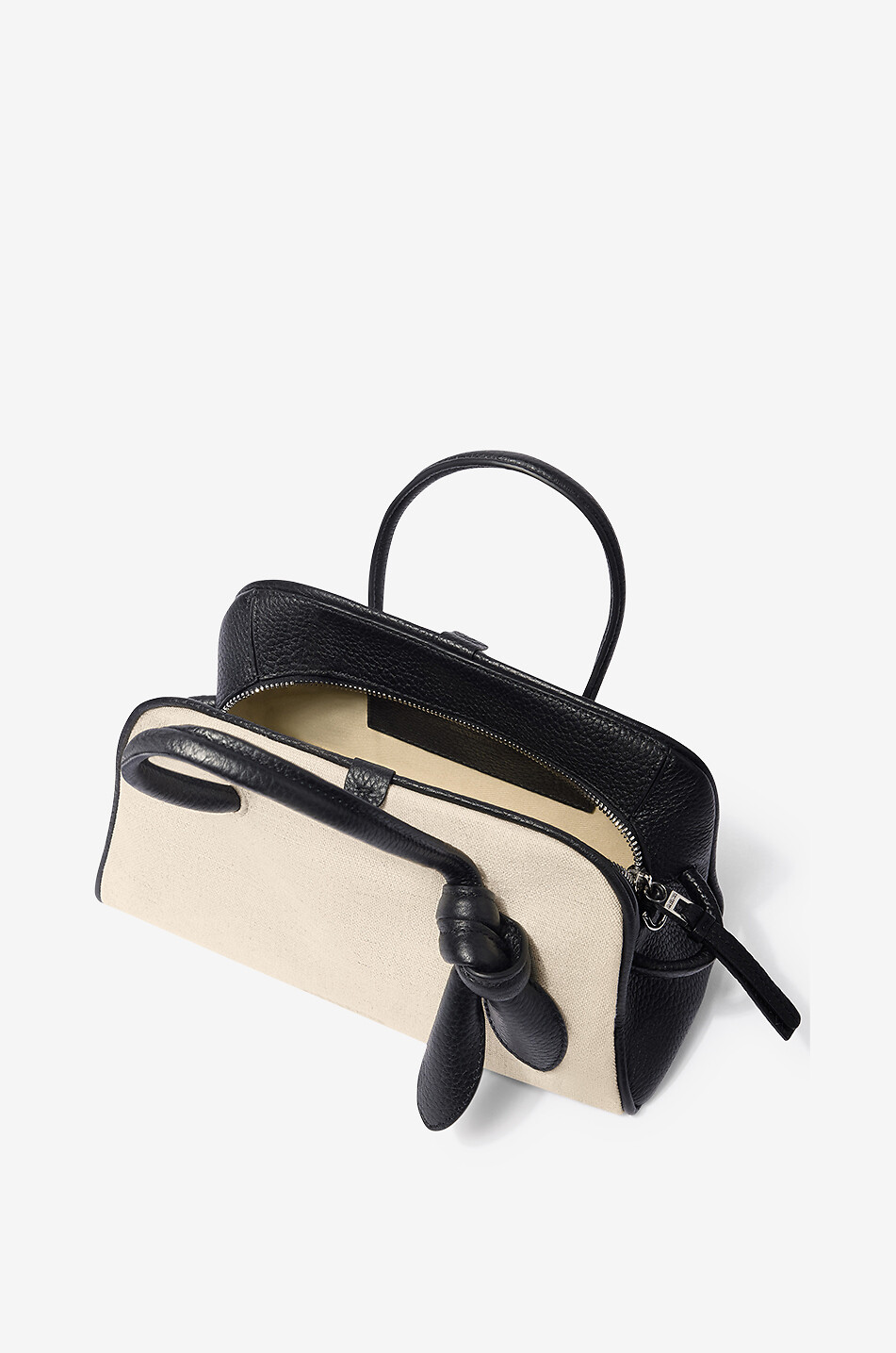 JACQUEMUS Le Petit Turismo canvas and grained leather handbag Women EGGSHELL 5