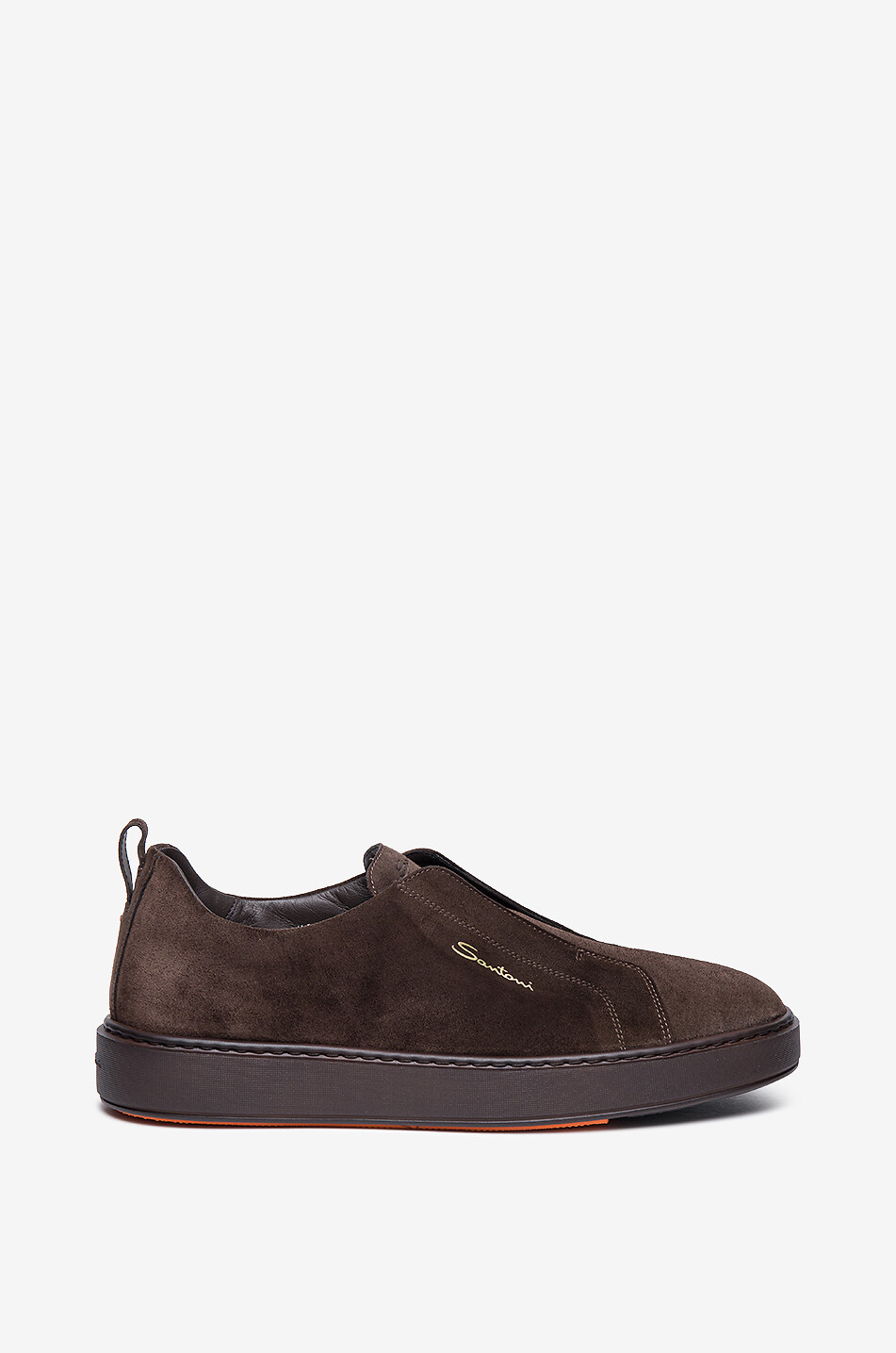 SANTONI Victory suede low-top trainers Men DARK BROWN 2