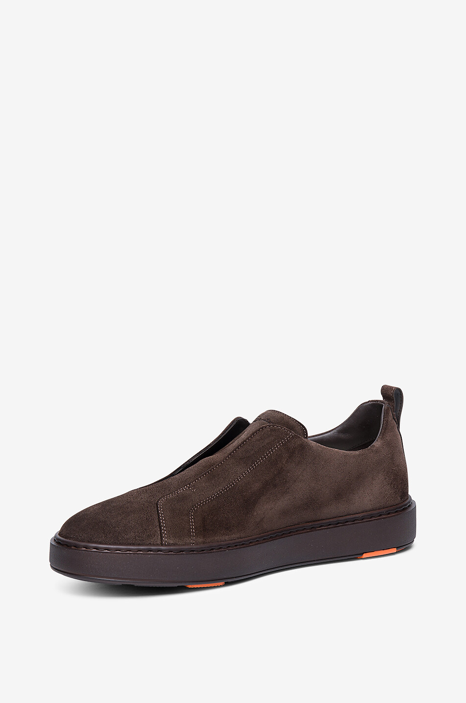 SANTONI Victory suede low-top trainers Men DARK BROWN 4