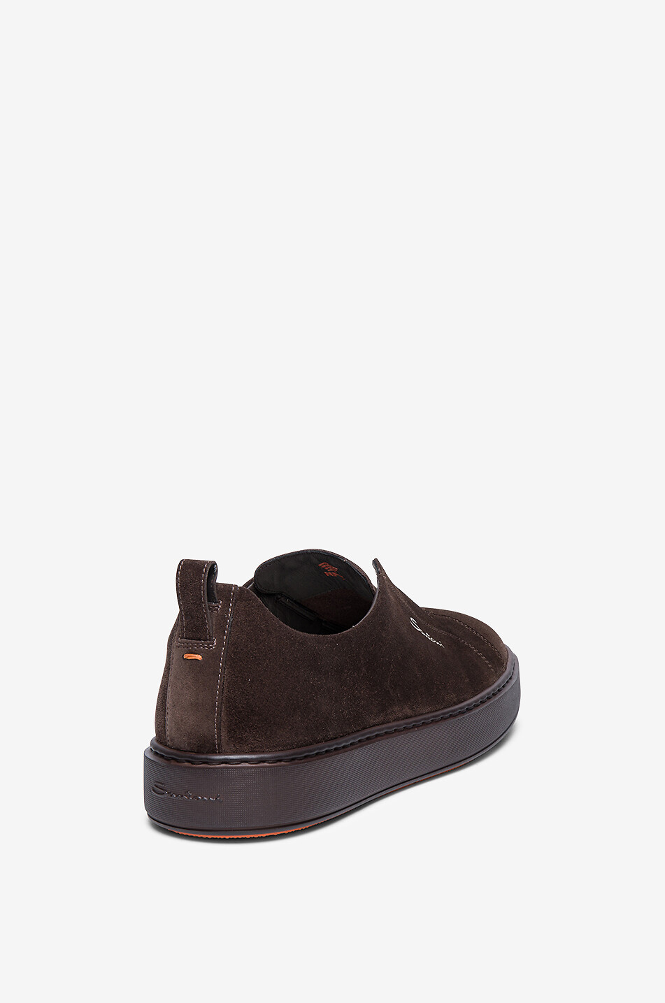 SANTONI Victory suede low-top trainers Men DARK BROWN 5