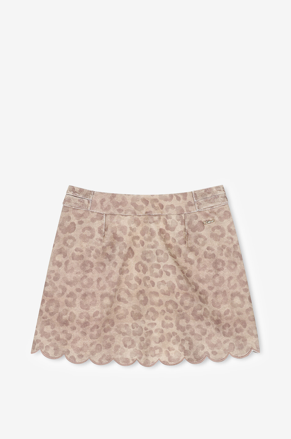 CHLOE Leopard print velvet scalloped girls' mini skirt Girl Brown 2