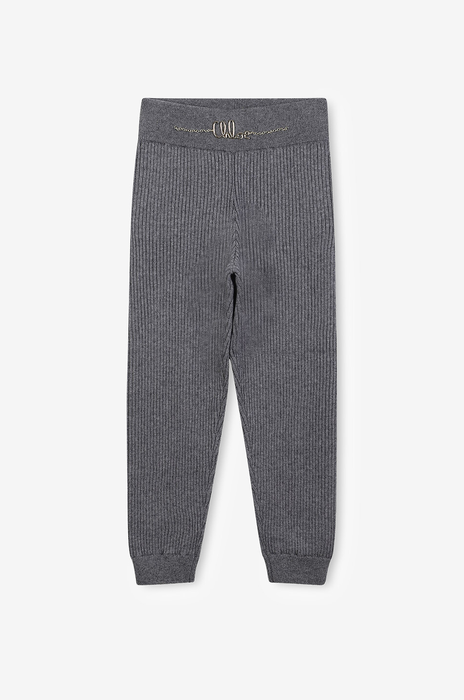 Pantalon fuselé en maille côtelée fille Chloé Signature
