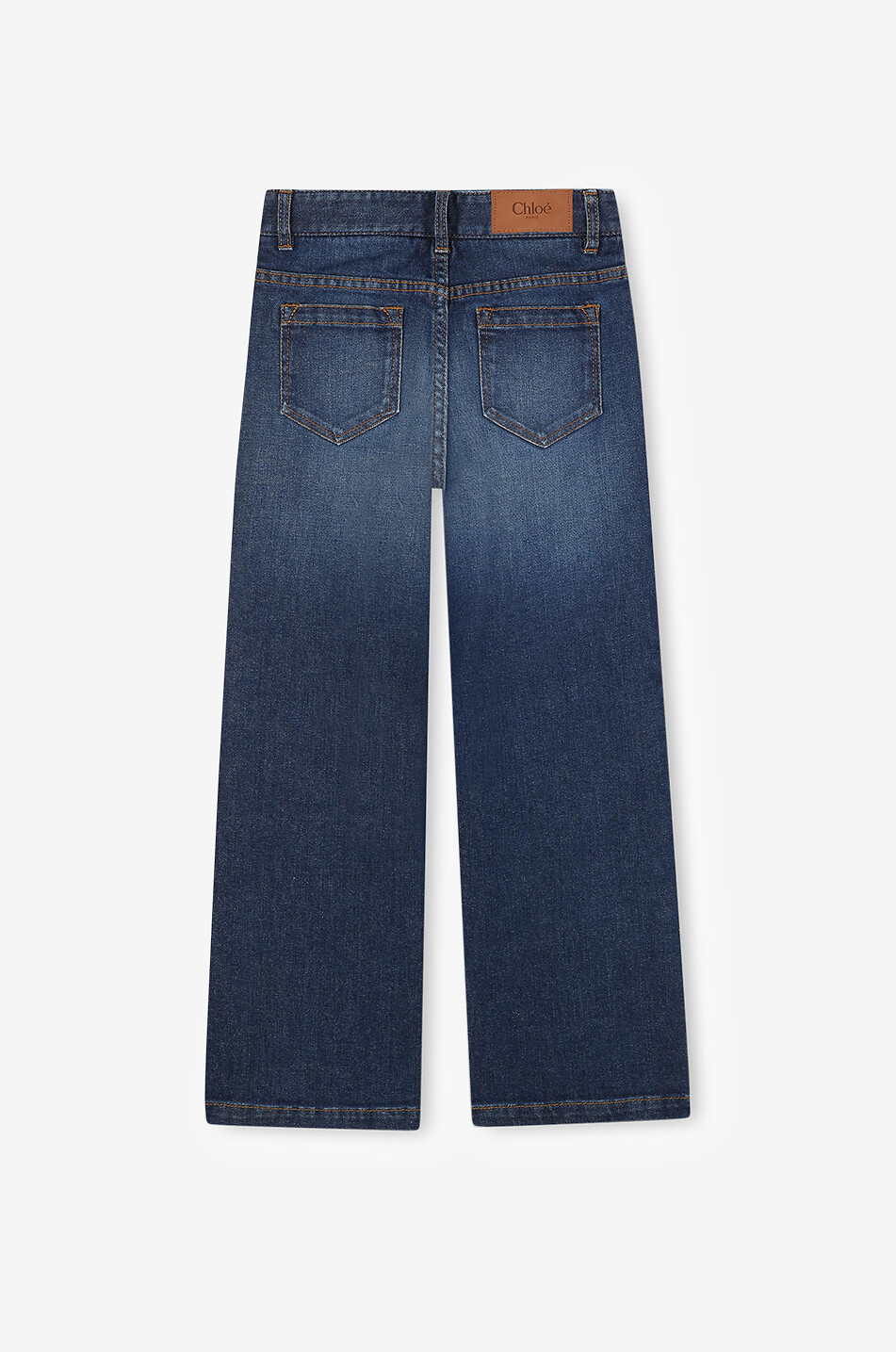 CHLOE Faded flared high-rise girls' jeans Girl DARK BLUE 2