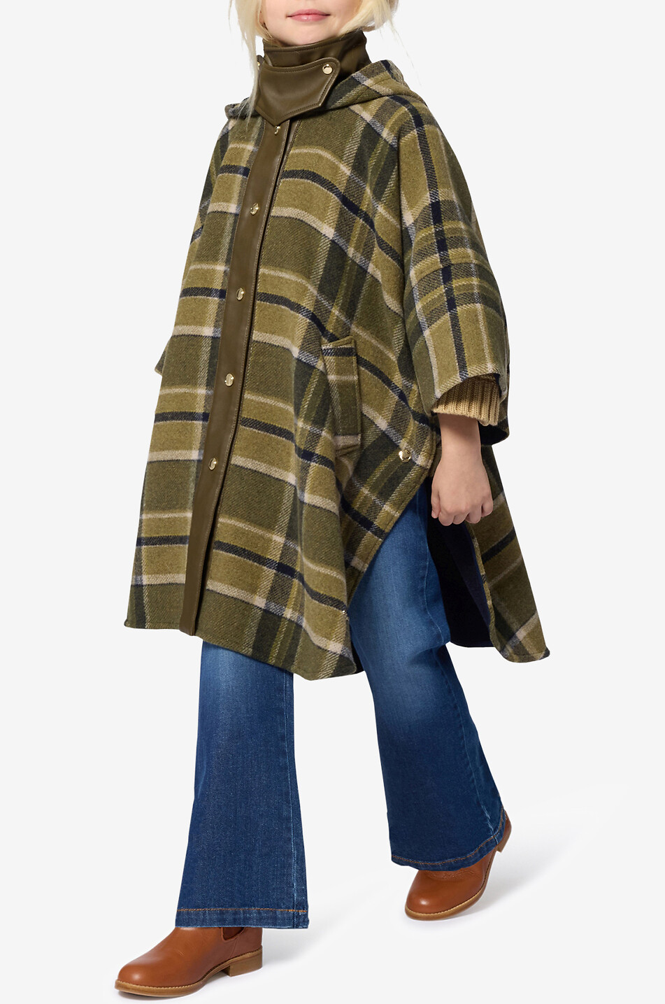 CHLOE Faded flared high-rise girls' jeans Girl DARK BLUE 5