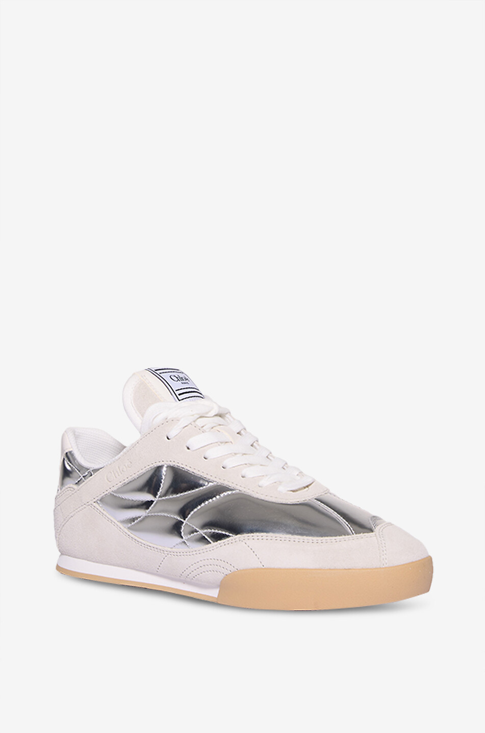 Chloé Kick mirror effect leather and suede sneakers
