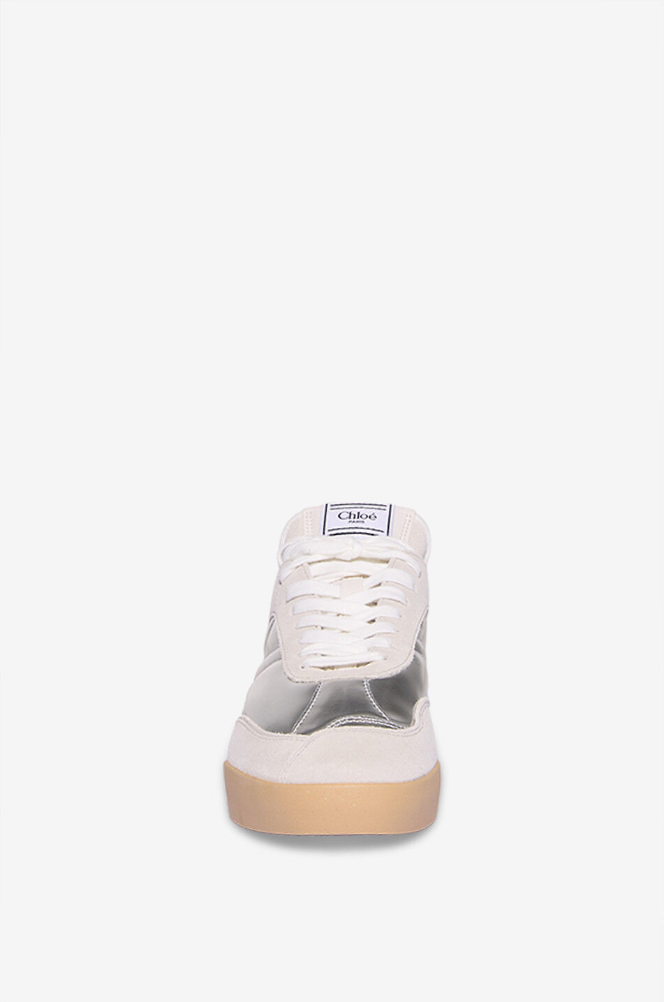 CHLOE Chloé Kick mirror effect leather and suede sneakers Women SILVER 2