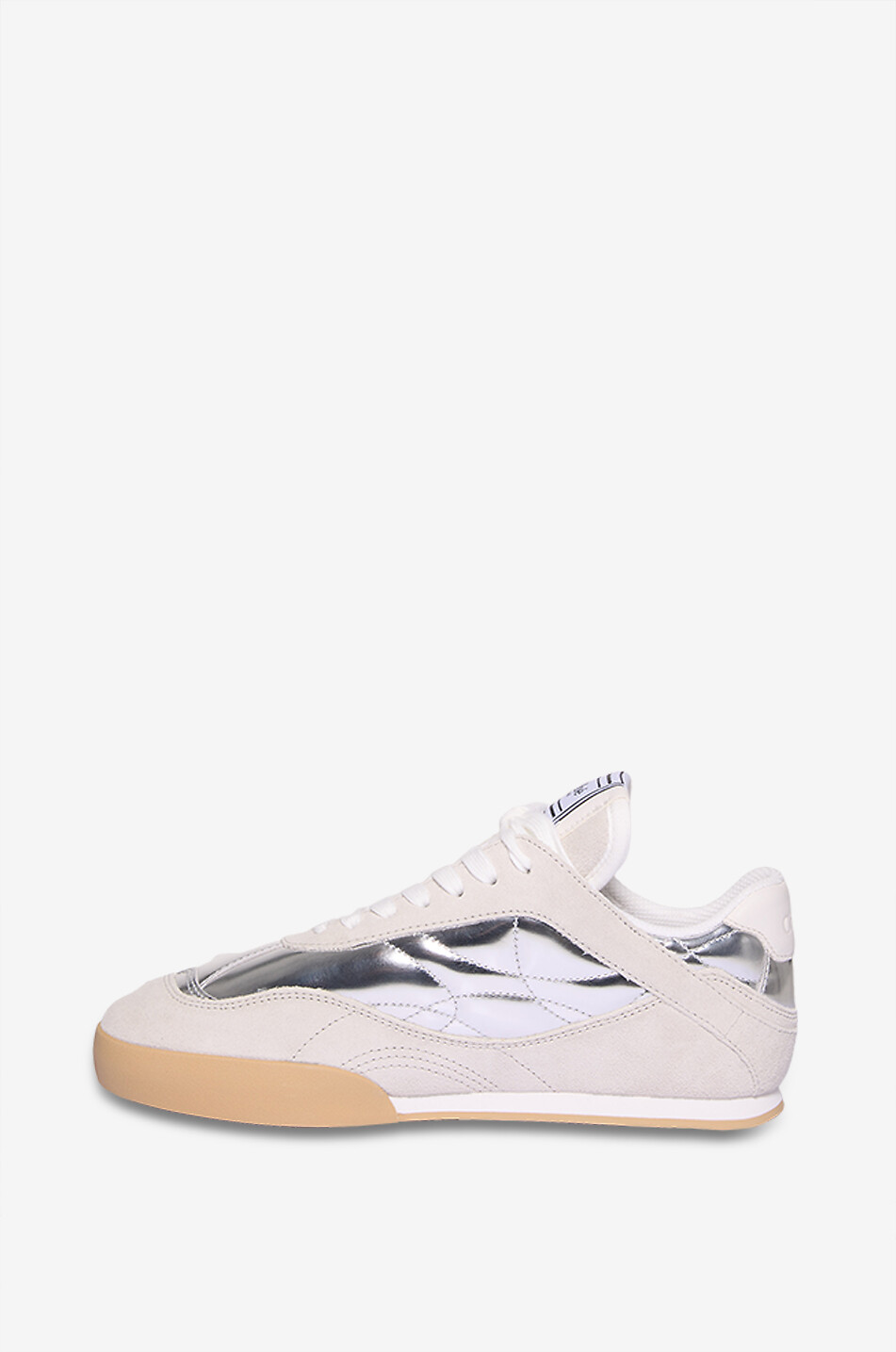 CHLOE Chloé Kick mirror effect leather and suede sneakers Women SILVER 3