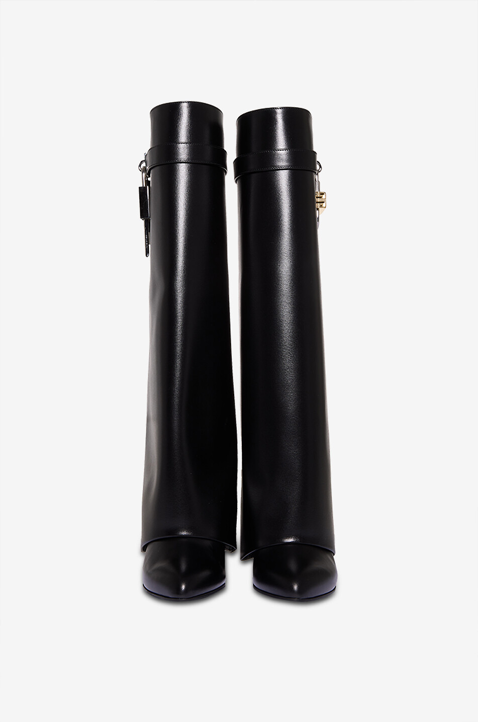 GIVENCHY Shark Lock 90 smooth leather wedge bootes Women BLACK 1