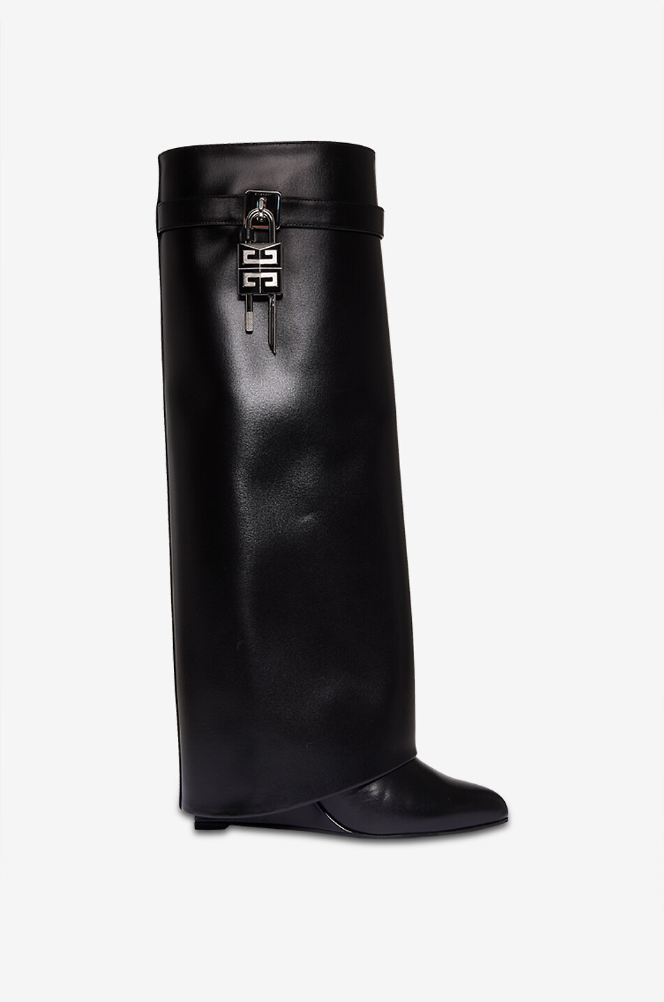 GIVENCHY Shark Lock 90 smooth leather wedge bootes Women BLACK 2