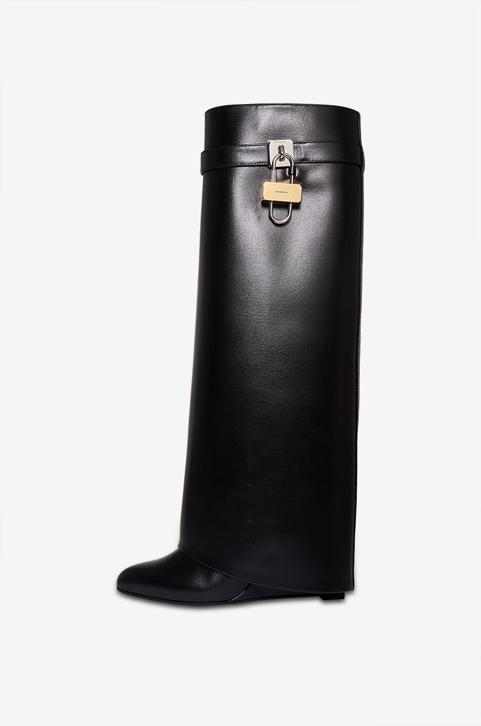 GIVENCHY Shark Lock 90 smooth leather wedge bootes Women BLACK 3