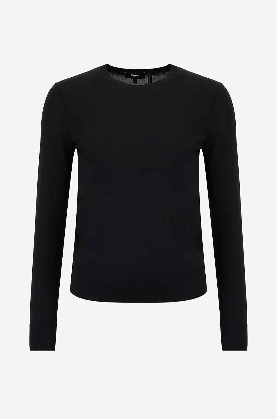 Feinstrick-Woll-Pullover mit Rundhalsausschnitt