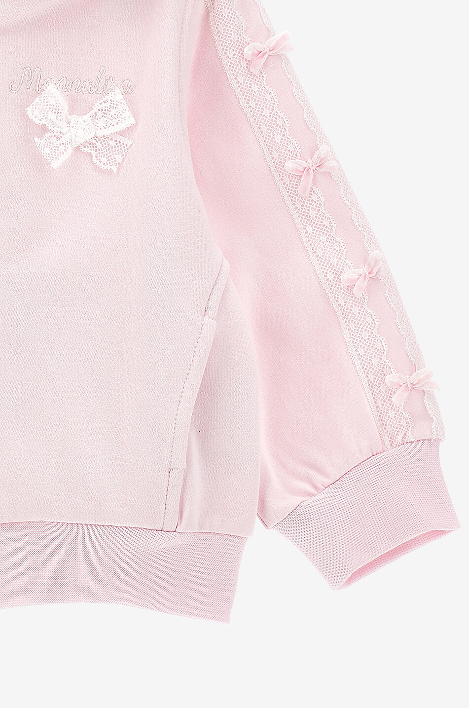 MONNALISA Sweat-shirt zippé à capuche orné de dentelle bébé Bébé ROSE CLAIR 3