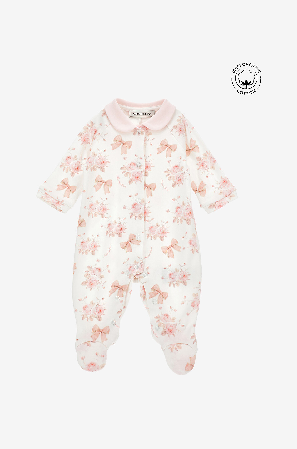 MONNALISA Baby-Pyjama aus Jersey mit Schleifen- und Rosenprint Baby WEISS 1