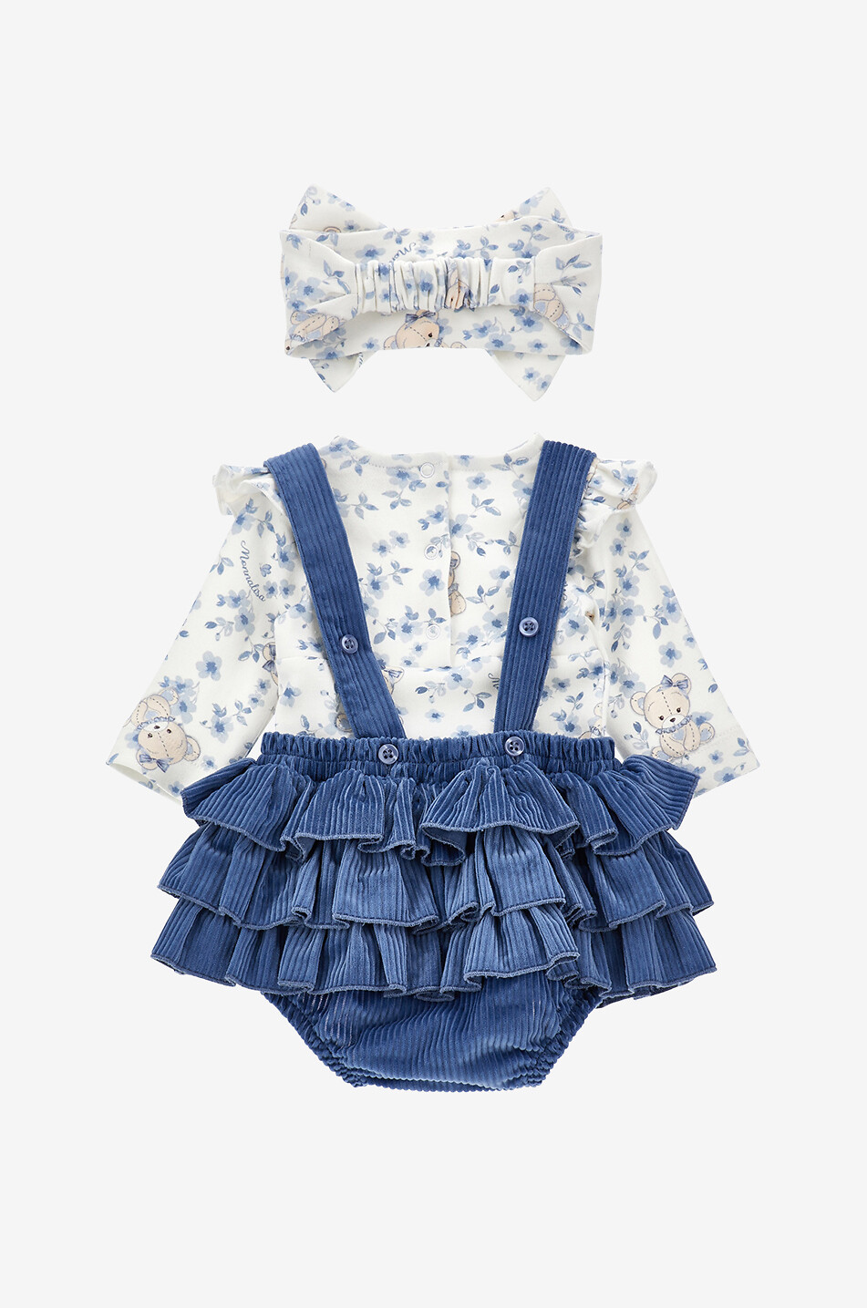 MONNALISA Ensemble salopette short velours côtelé et t-shirt bébé Bébé MULTICOLORE 2