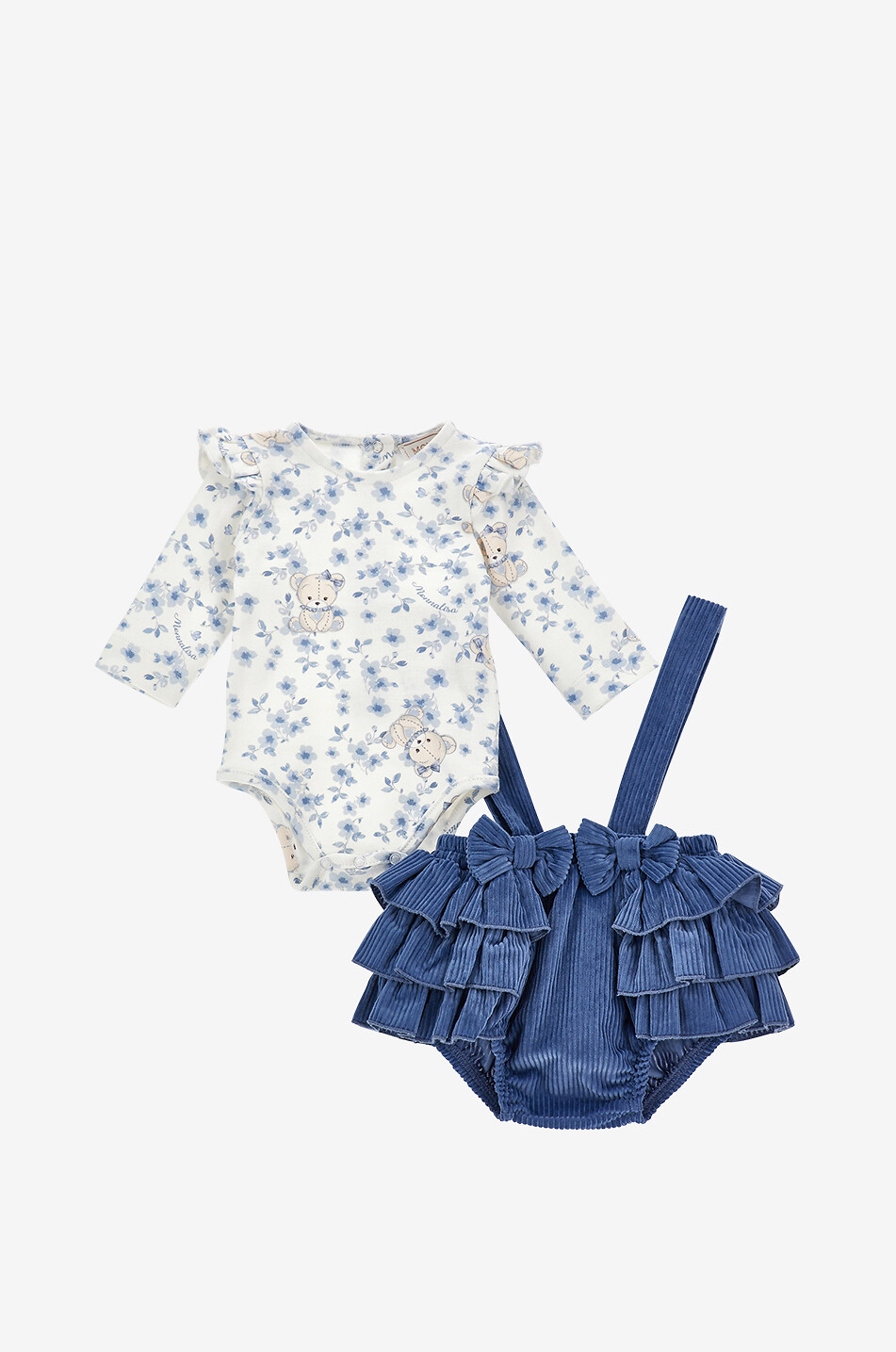 MONNALISA Ensemble salopette short velours côtelé et t-shirt bébé Bébé MULTICOLORE 3