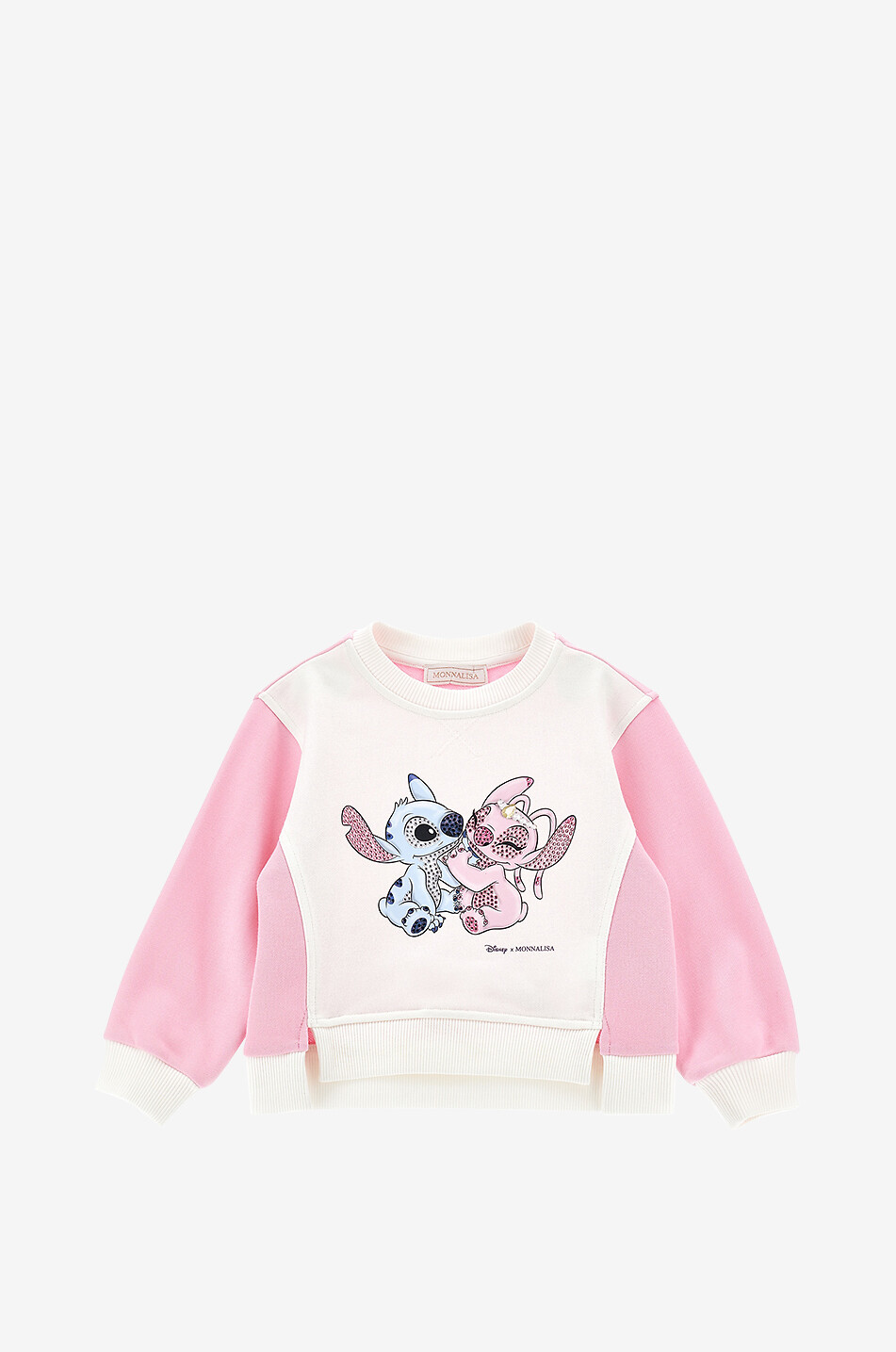 MONNALISA Sweat-shirt à col rond orné de strass Stitch & Angel Fille ROSE 1