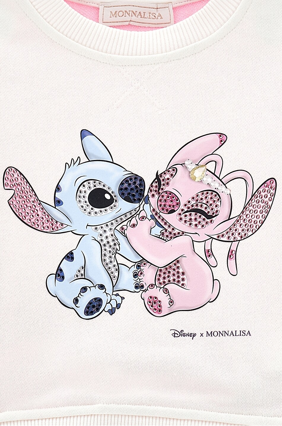 MONNALISA Sweat-shirt à col rond orné de strass Stitch & Angel Fille ROSE 3