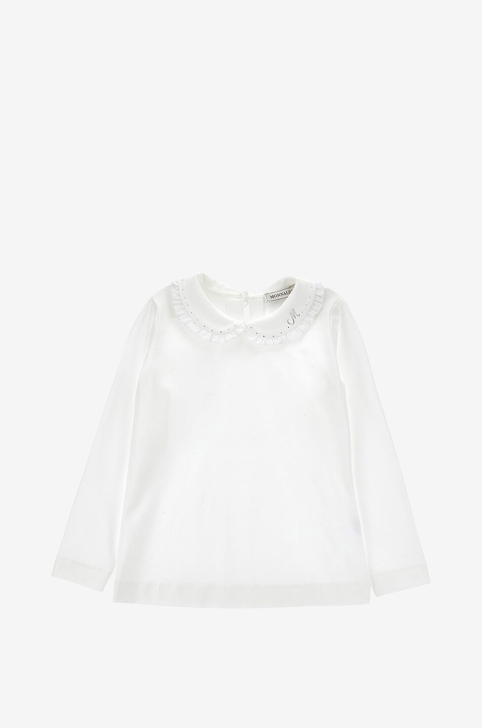 MONNALISA Girls' jersey blouse with Peter Pan collar Girl WHITE 1