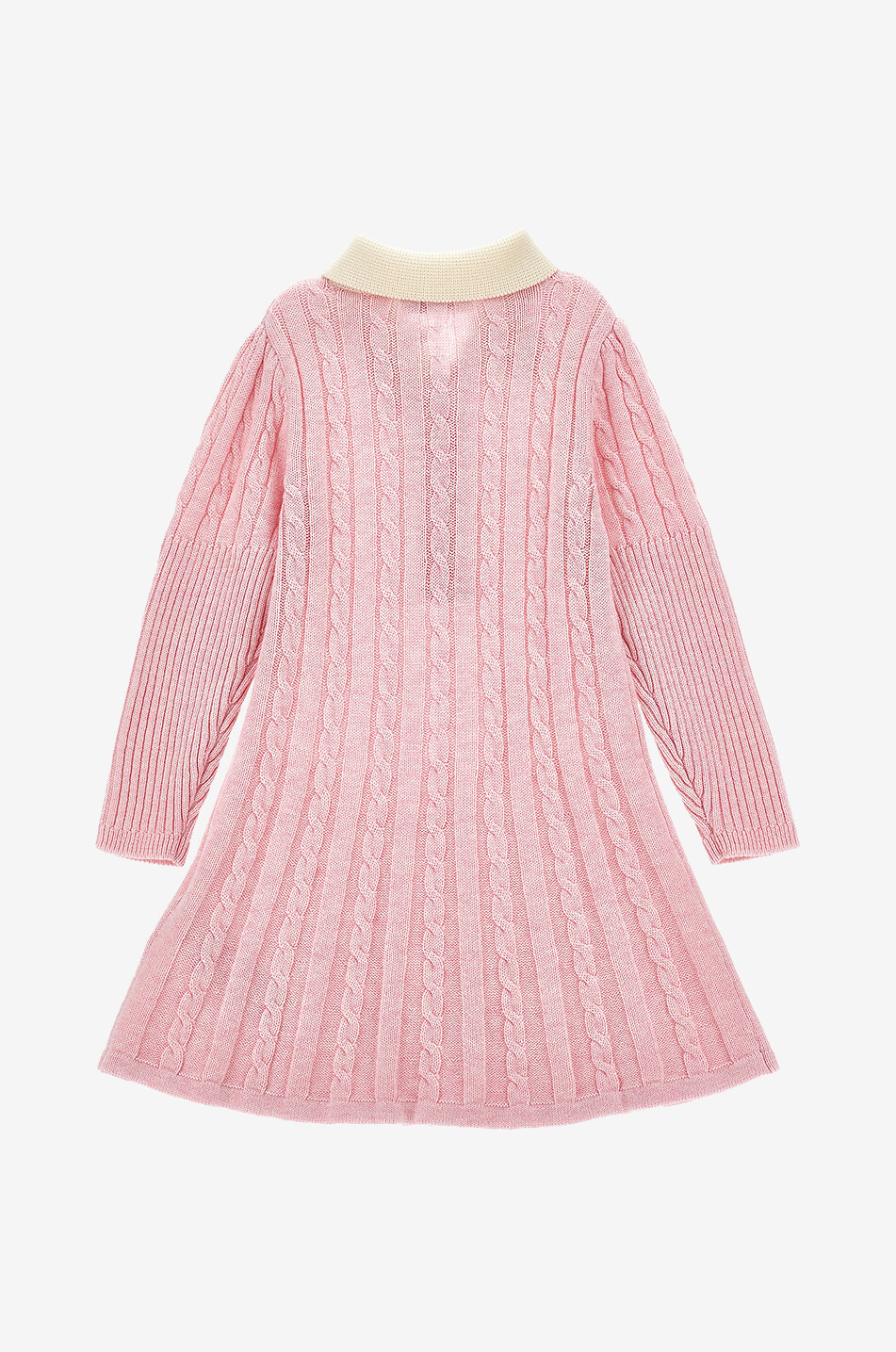 MONNALISA Cotton and wool cable-knit girls' dress Girl PINK 2