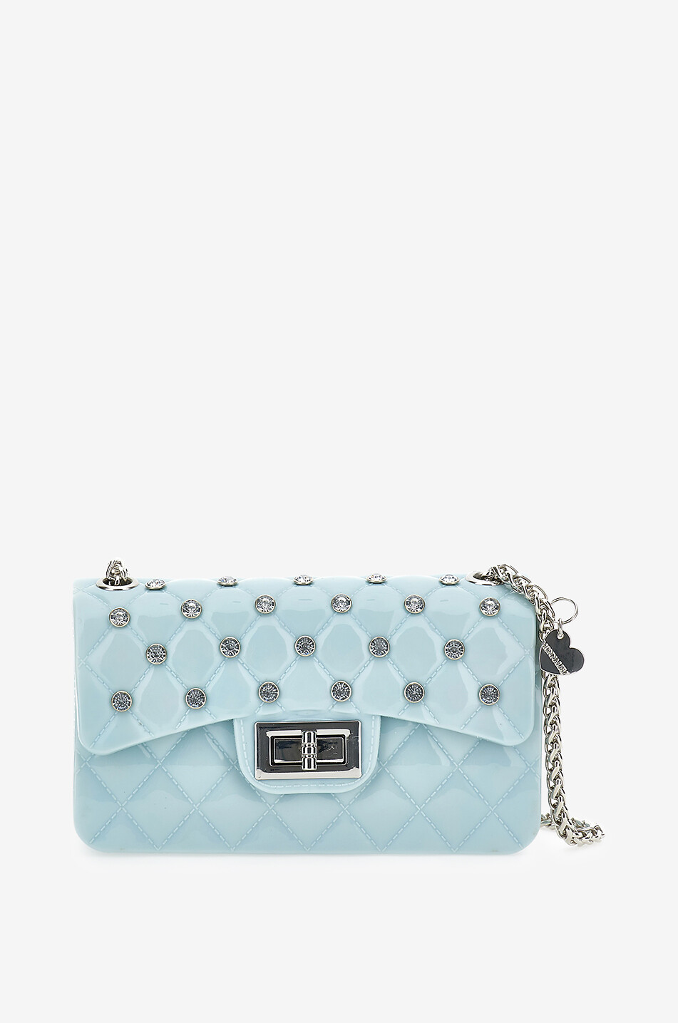 MONNALISA Rhinestone-adorned girls' quilted shoulder bag Girl LIGHT BLUE 1