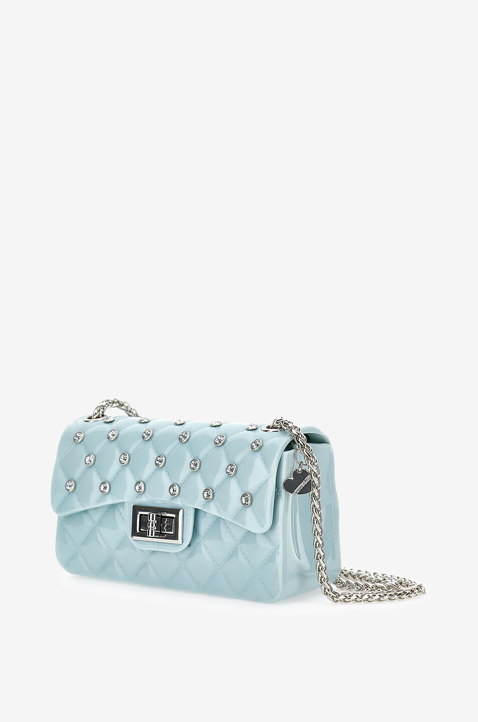 MONNALISA Rhinestone-adorned girls' quilted shoulder bag Girl LIGHT BLUE 2