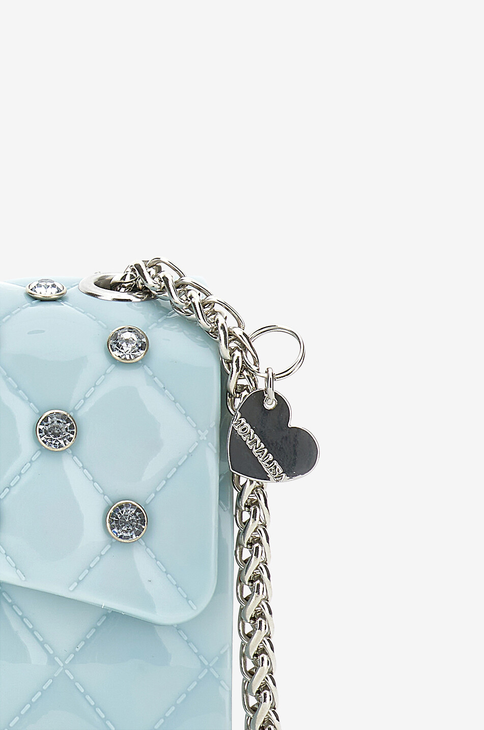 MONNALISA Rhinestone-adorned girls' quilted shoulder bag Girl LIGHT BLUE 4