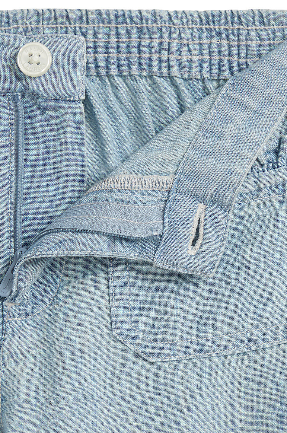 POLO RALPH LAUREN Patch pocket wide-leg girls' chambray trousers Girl BLUE 3