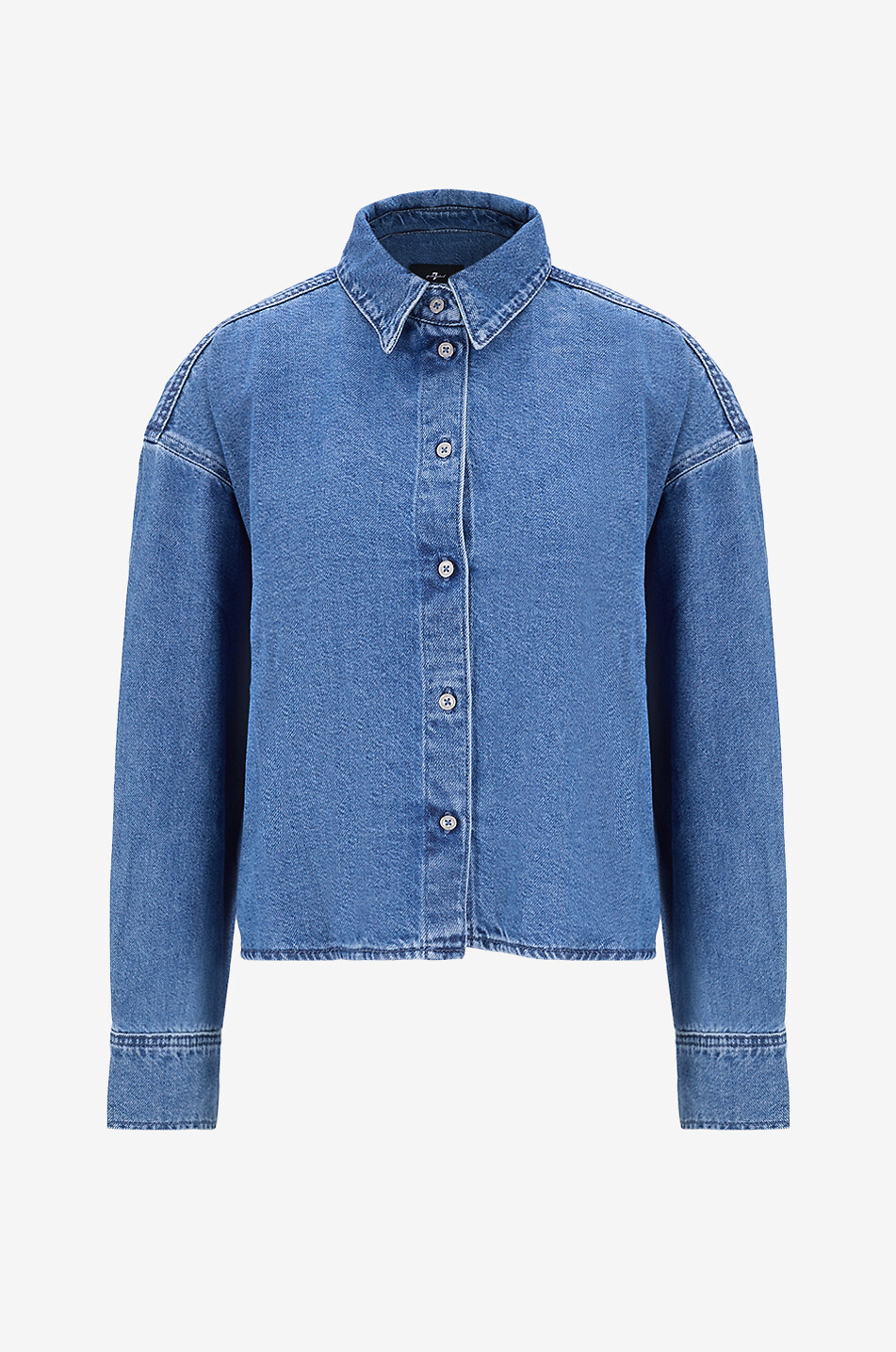 Langärmeliges Jeanshemd aus ausgewaschenem Denime Nina