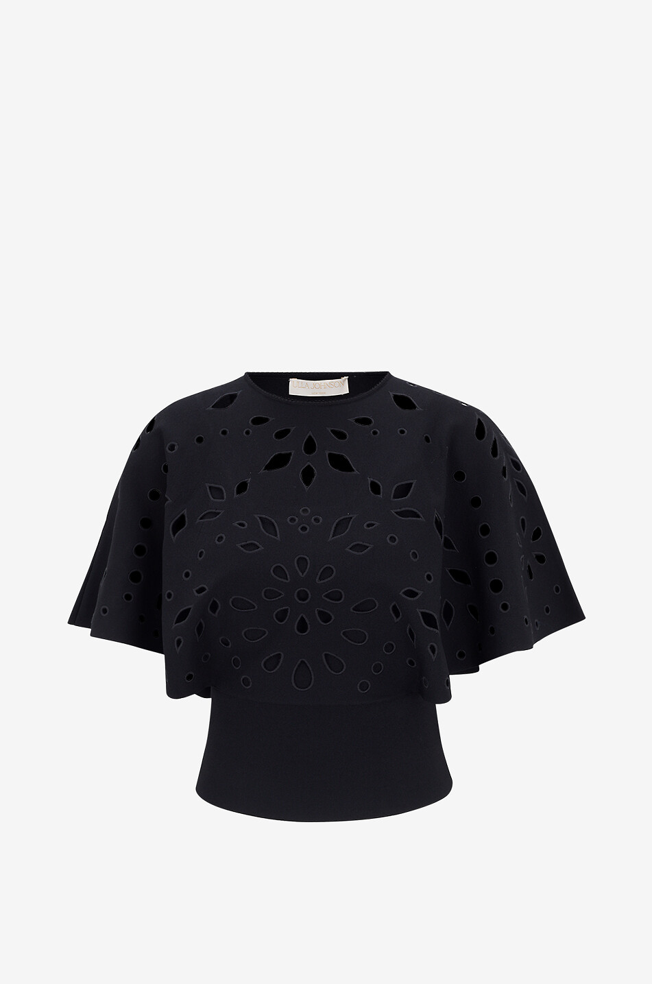 ULLA JOHNSON Top en jersey à manches cape Josie Femme NOIR 1