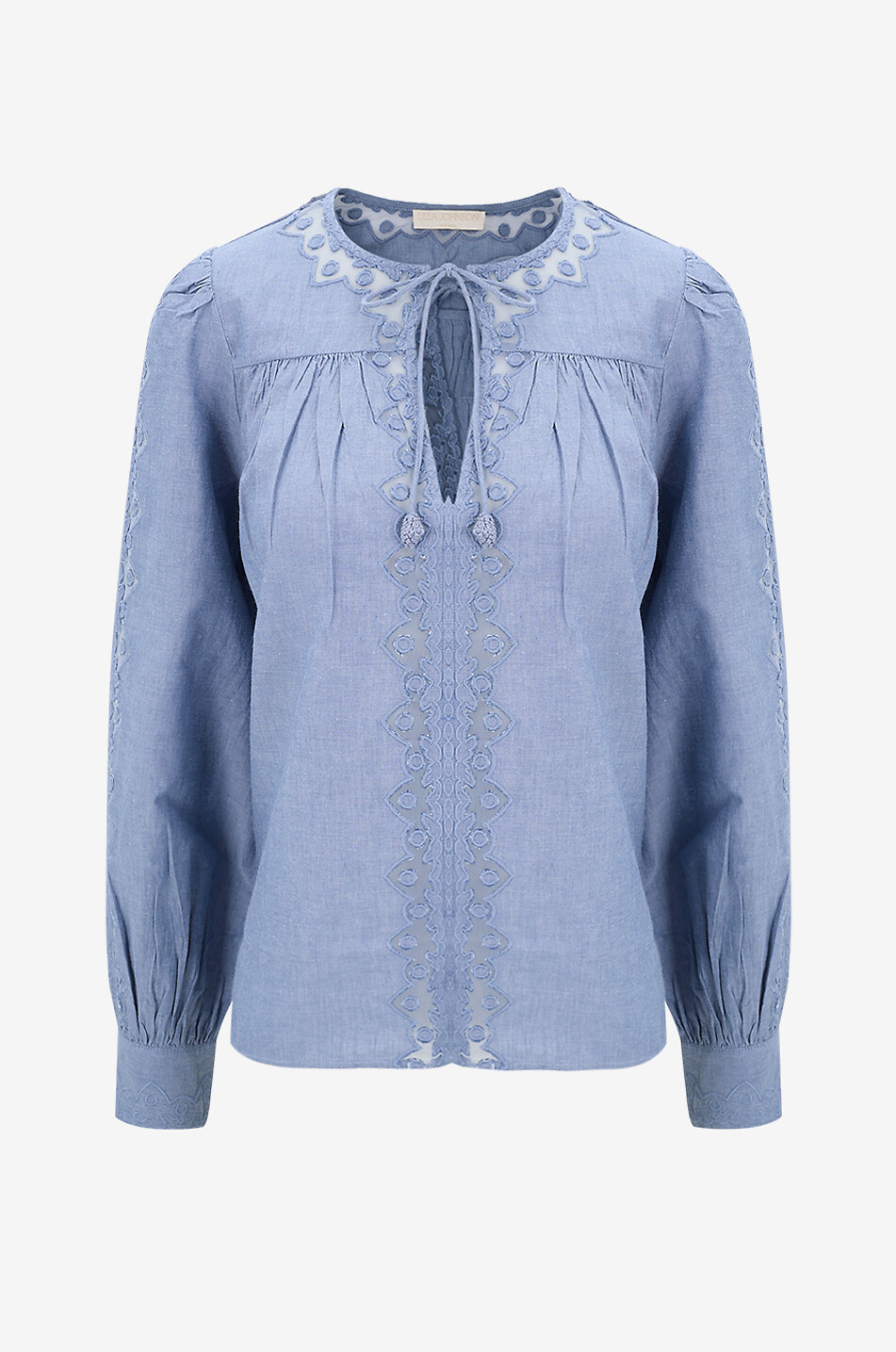 ULLA JOHNSON Kady chambray long-sleeve blouse Women LIGHT BLUE 1
