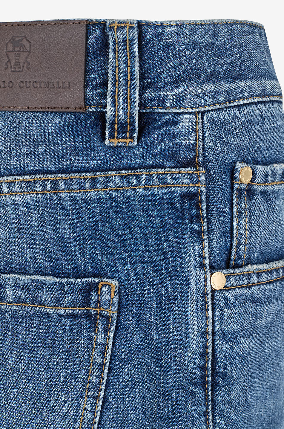 BRUNELLO CUCINELLI Ausgewaschene Used-Jeans mit geradem Bein The Column Full Length Damen MITTELBLAU 3