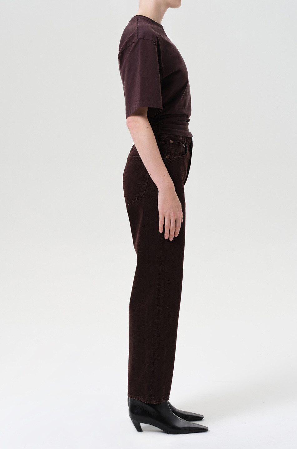 AGOLDE Ren Sloe Berry wide-leg denim jeans Women DARK BROWN 4