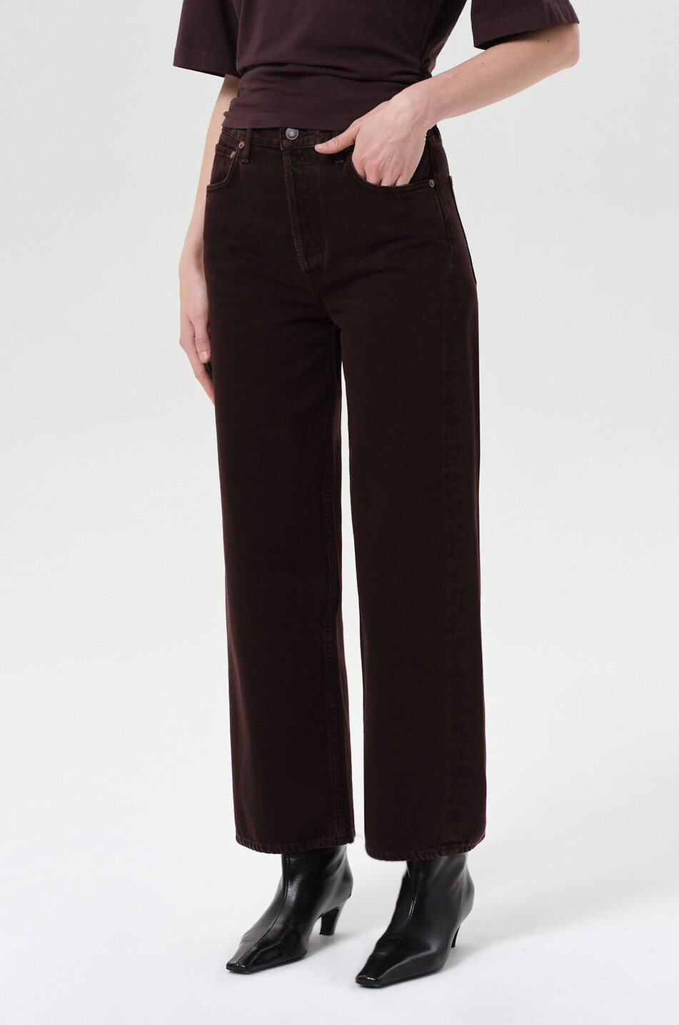 AGOLDE Ren Sloe Berry wide-leg denim jeans Women DARK BROWN 6