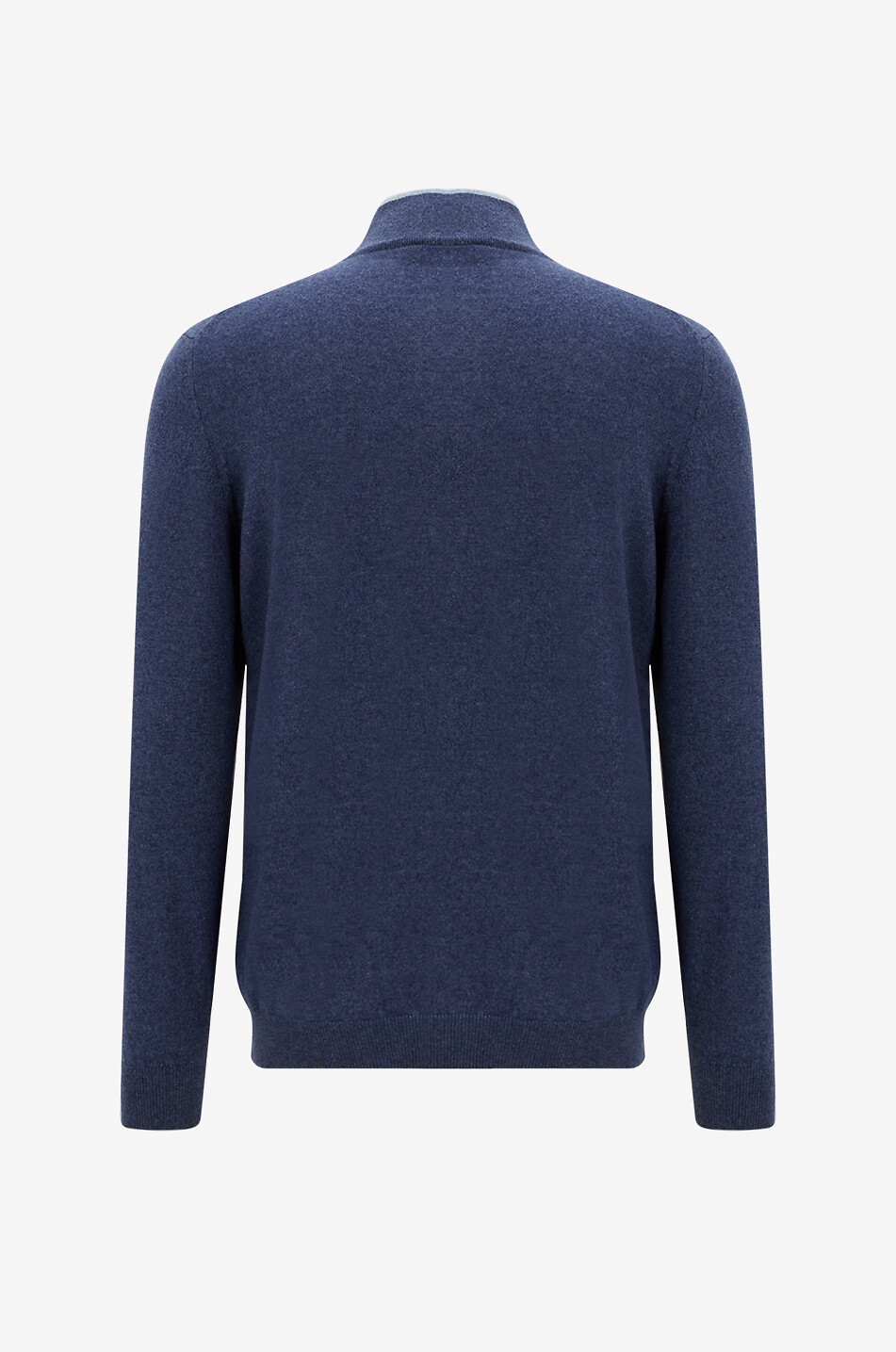 FEDELI Pull slim à col montant zippé en cachemire Favonio Homme BLEU MOYEN 2