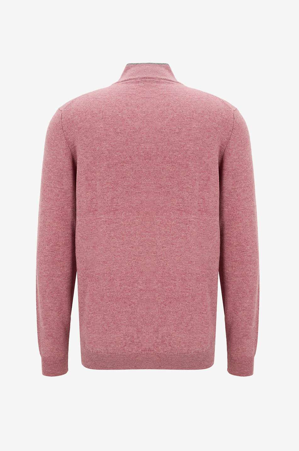 FEDELI Pull slim à col montant zippé en cachemire Favonio Homme ROSE MOYEN 2