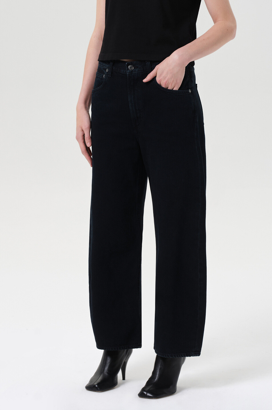 AGOLDE Jean arrondy Low Curve Crushed Femme NOIR 7