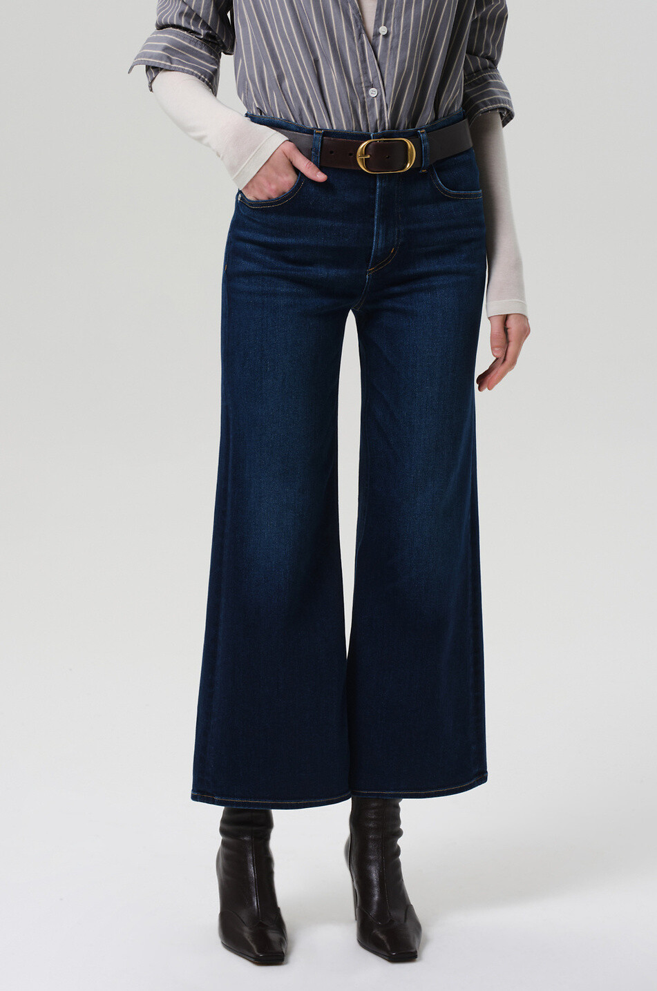 CITIZENS OF HUMANITY Jean large raccourci taille haute Lyra Dakota Femme BLEU FONCE 6