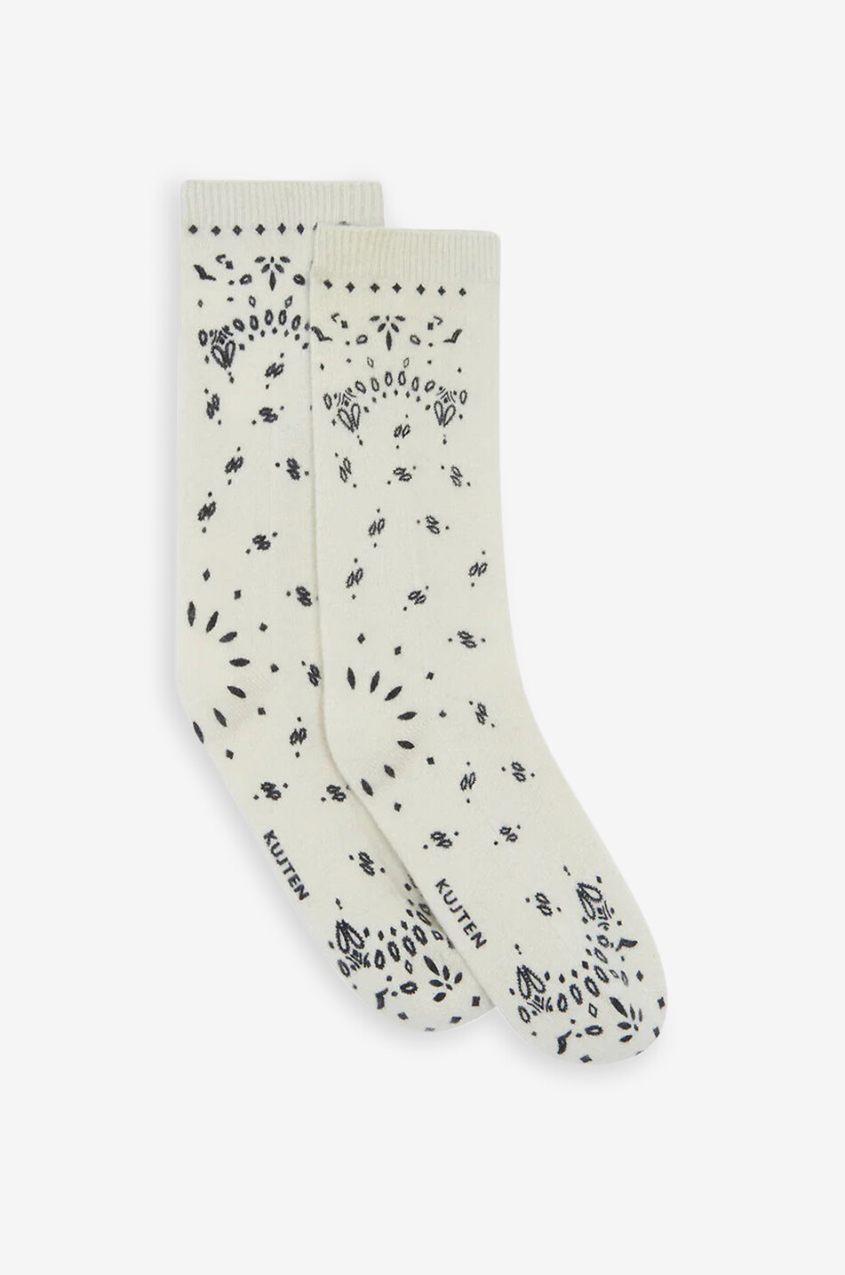 KUJTEN Bandana patterned cashmere socks Women WHITE 1