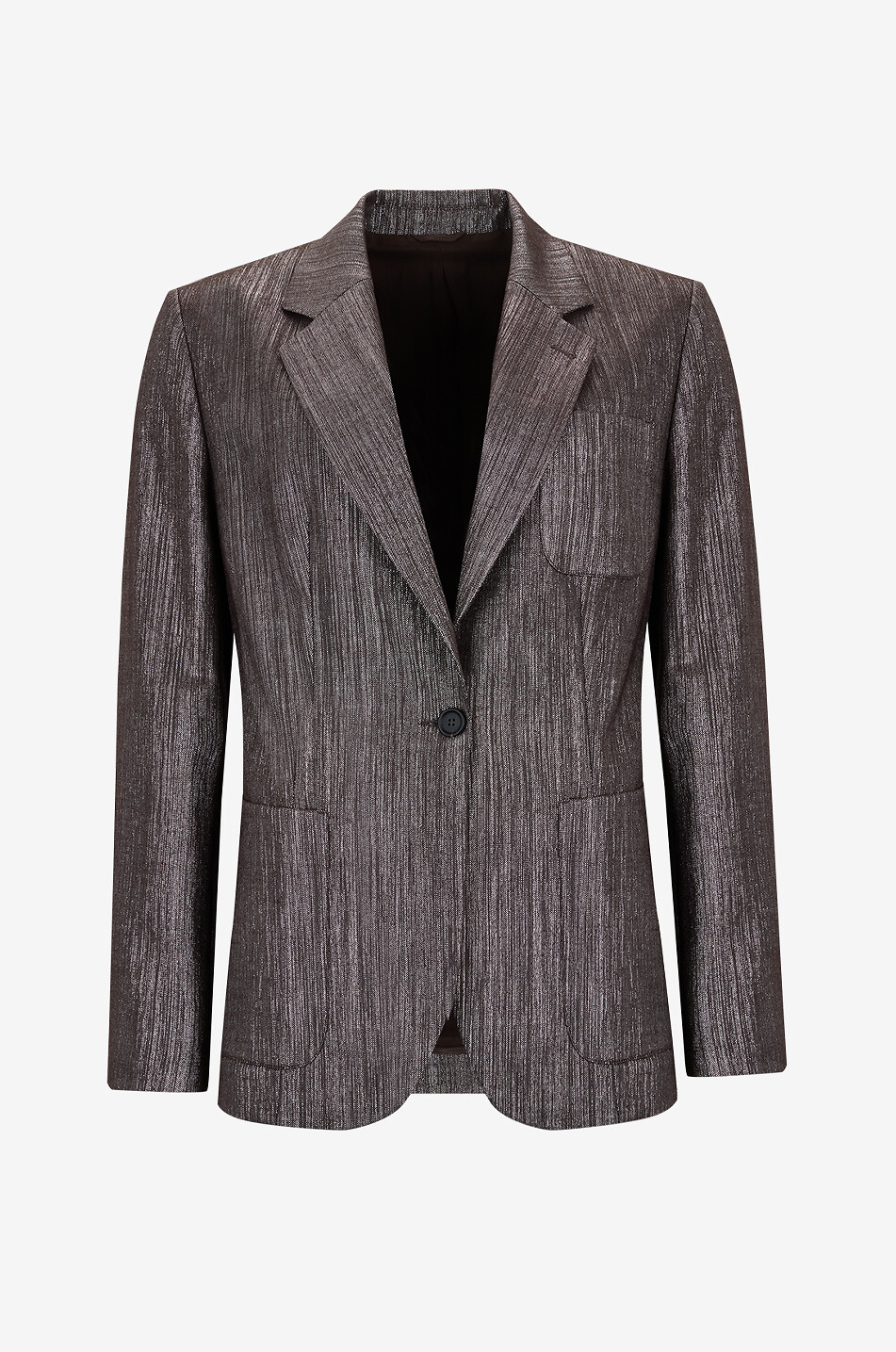 BRUNELLO CUCINELLI Blazer à boutonnage simple en sergé de laine orné de lurex Femme MARRON 1