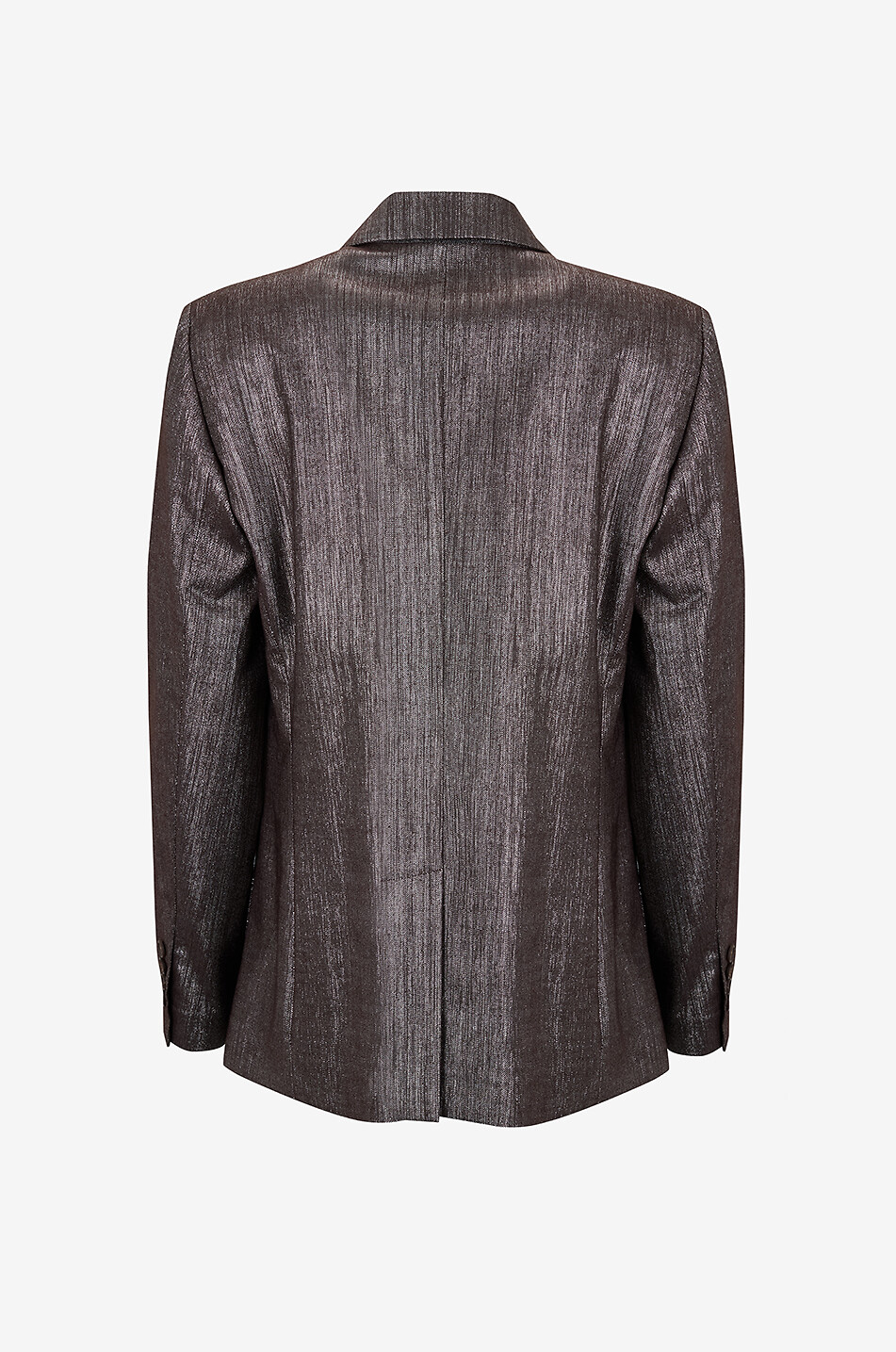 BRUNELLO CUCINELLI Blazer à boutonnage simple en sergé de laine orné de lurex Femme MARRON 2