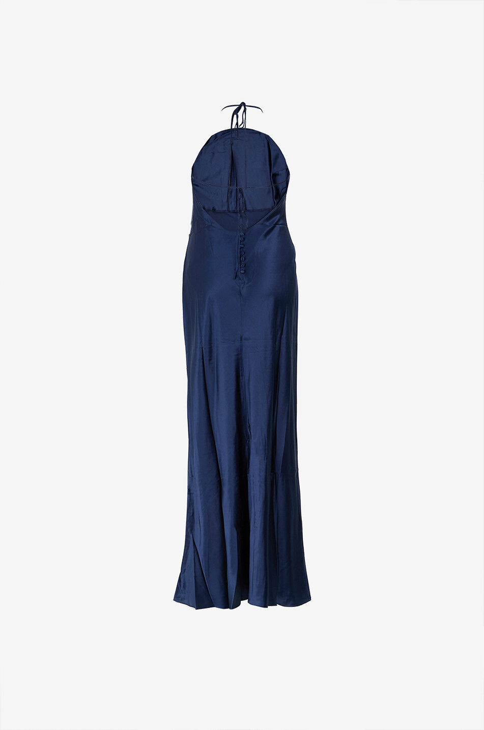 REFORMATION Jeany Navy long silk satin halterneck dress Women MEDIUM BLUE 2