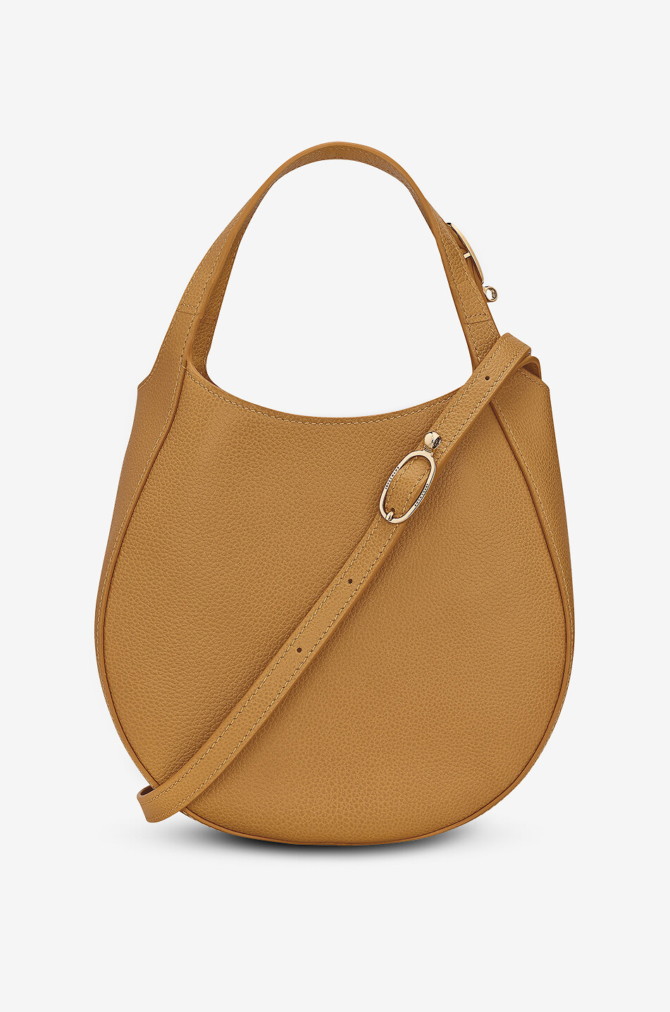 LONGCHAMP Sac à main arrondi en cuir grainé Le Foulonné S Femme JAUNE FONCÉ 4