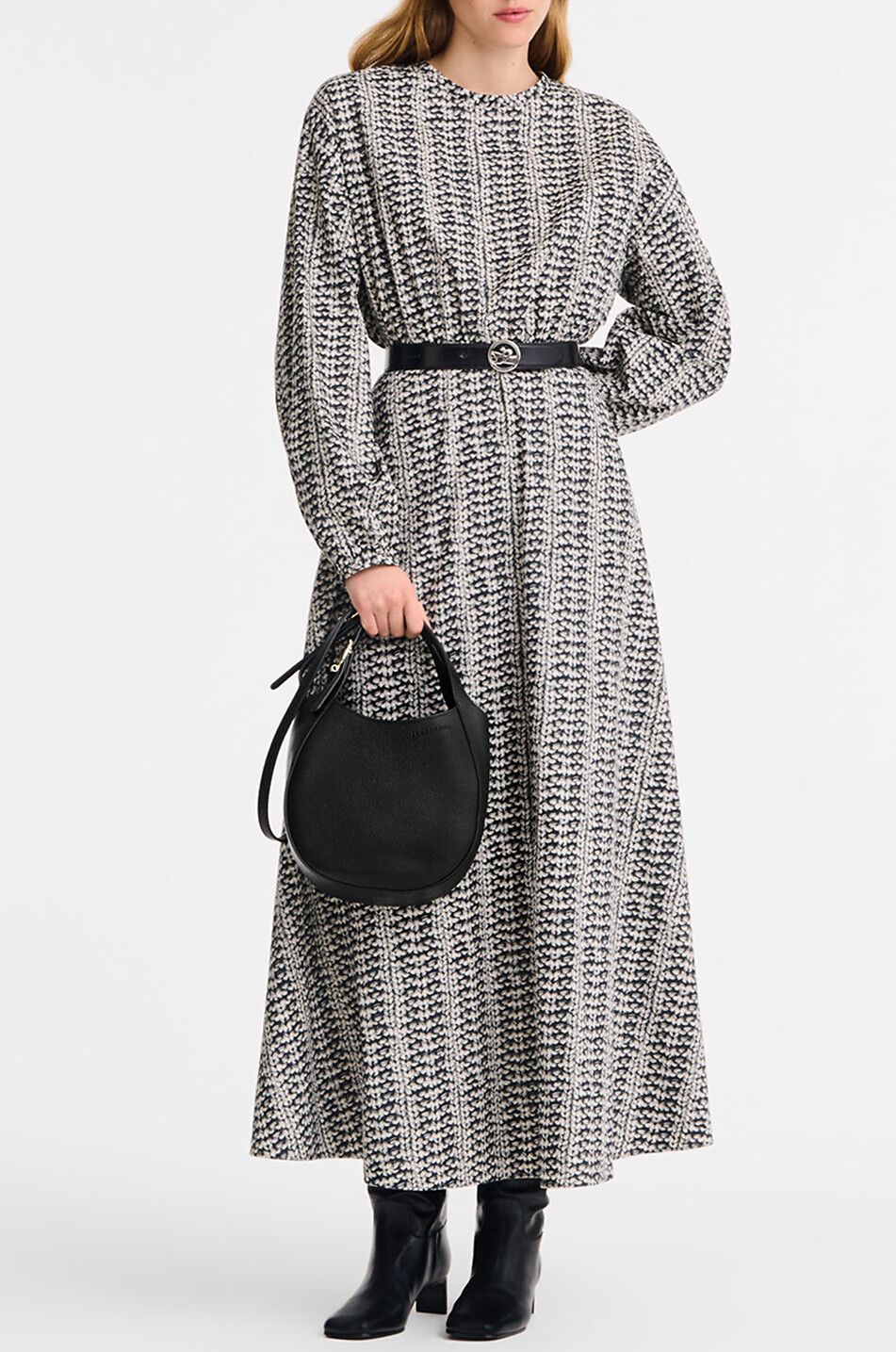 LONGCHAMP Sac à main arrondi en cuir grainé Le Foulonné S Femme NOIR 3