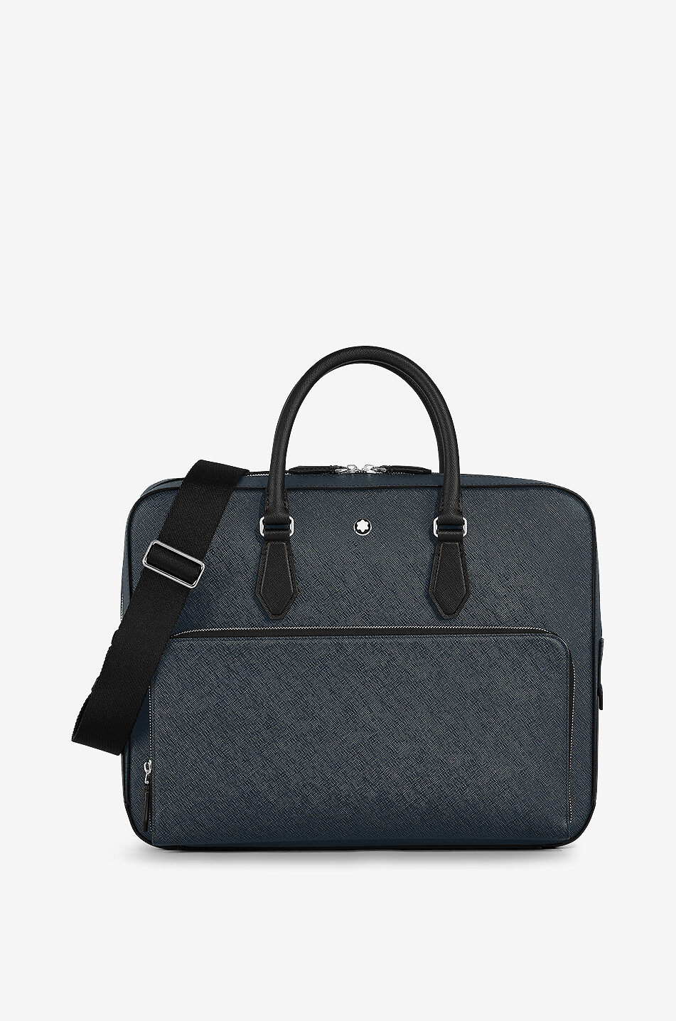 Sartorial Tweed Blue Medium saffiano leather briefcase
