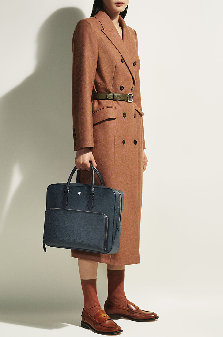 MONTBLANC Sartorial Tweed Blue Medium saffiano leather briefcase Men DARK BLUE 3