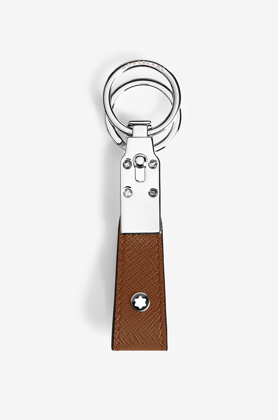 MONTBLANC Porte-clés en cuir saffiano forme boucle Sartorial Fauve Homme COGNAC 1