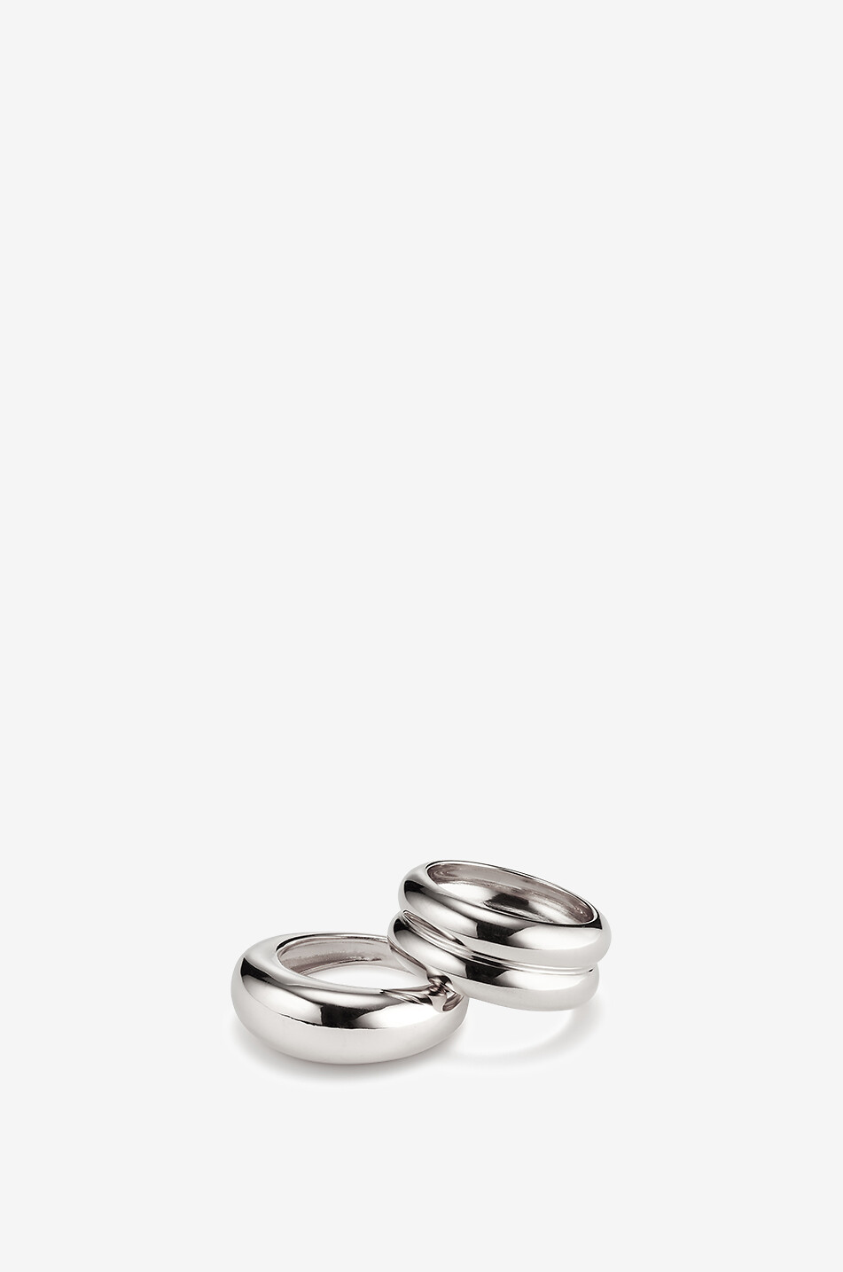 AGMES Zweierset Silberringe Domed Ridged Damen SILBER 1
